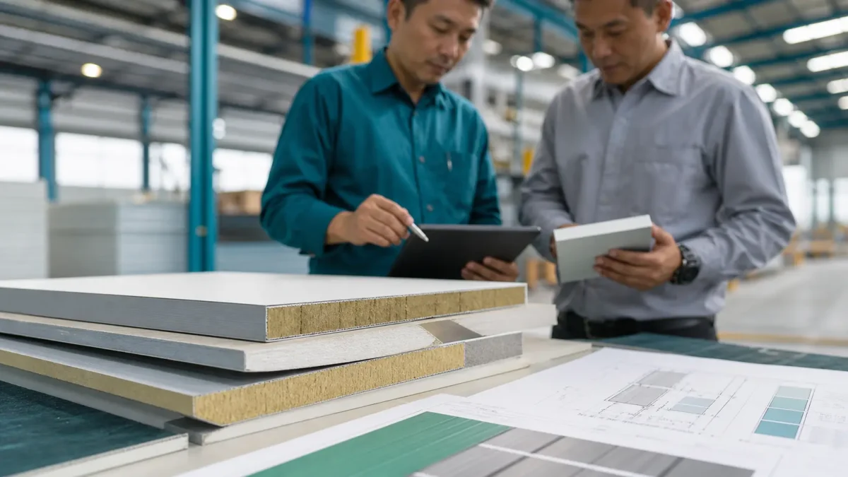 Contoh material sandwich panel dan lembar spesifikasi untuk proyek pabrik Cikarang