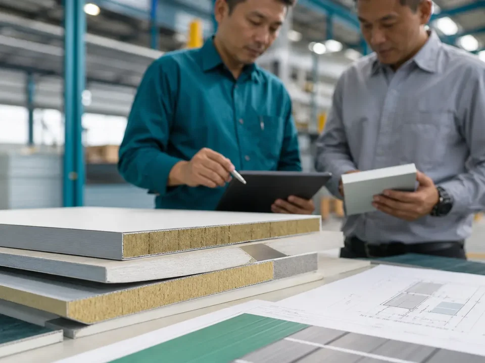 Contoh material sandwich panel dan lembar spesifikasi untuk proyek pabrik Cikarang