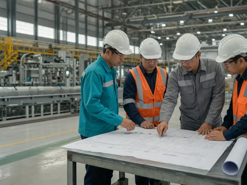 Tim engineering meninjau rencana shutdown pabrik di Cikarang bersama vendor